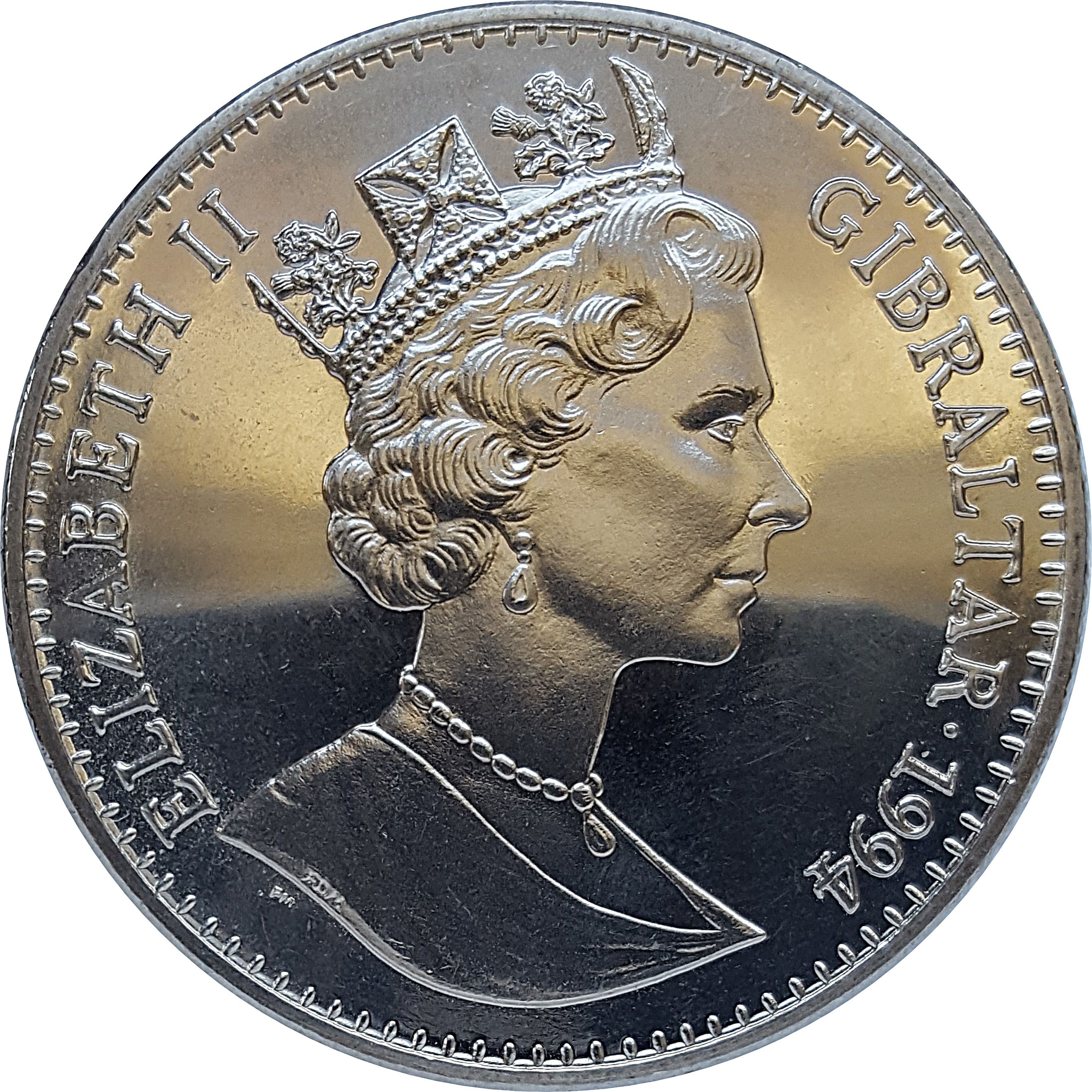 Gibraltar 1 Crown - Elizabeth II "The Three Garridebs" obverse