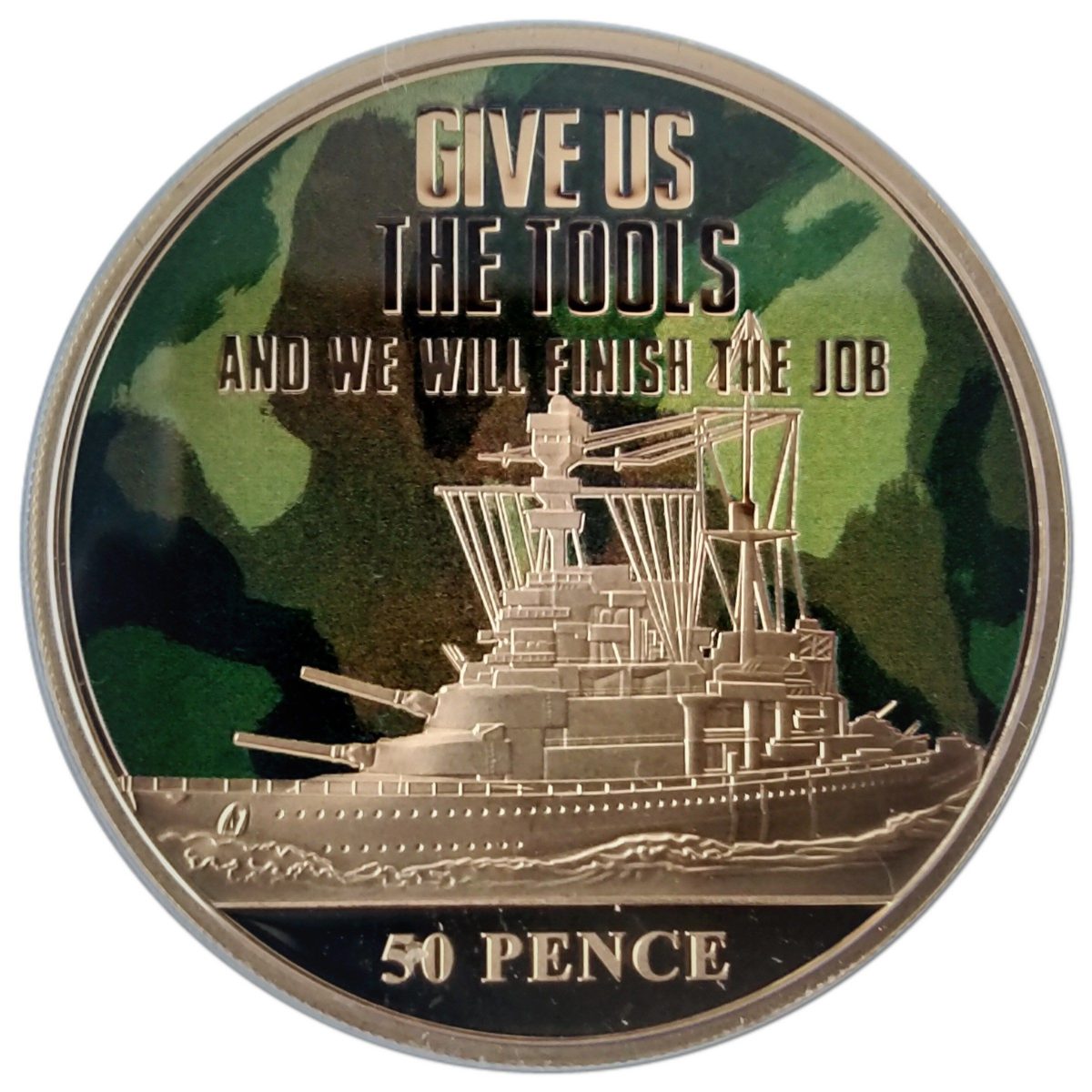 Guernsey 50 Pence - Elizabeth II The Royal Navy in WWII reverse