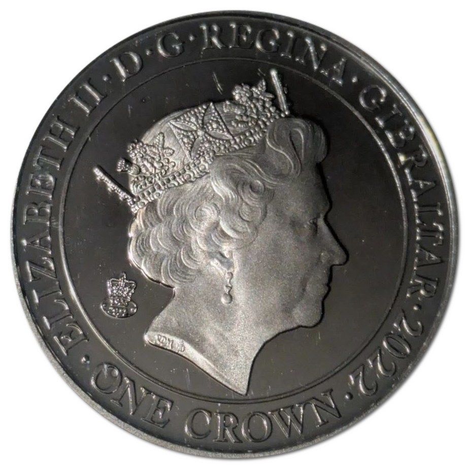 Gibraltar 1 Crown In the name of Elizabeth II; Queen and Prince Philip obverse