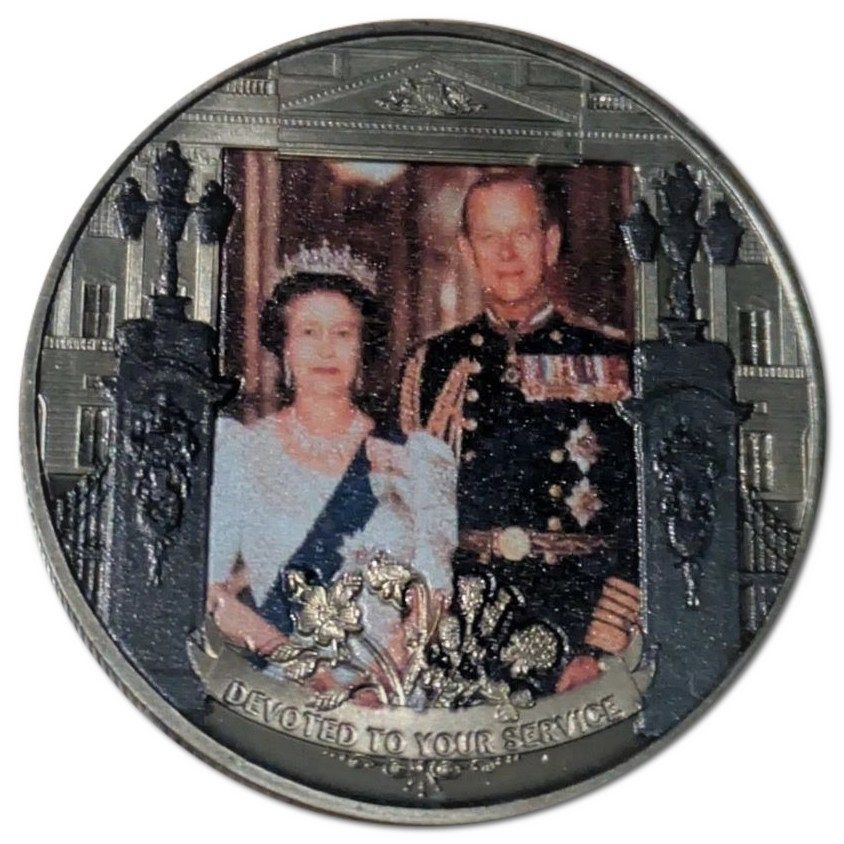 Gibraltar 1 Crown In the name of Elizabeth II; Queen and Prince Philip reverse