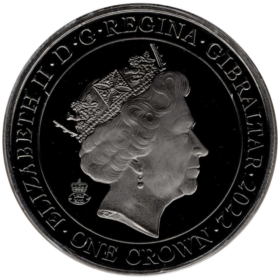 Gibraltar 1 Crown In the name of Elizabeth II; Our Lilibet obverse