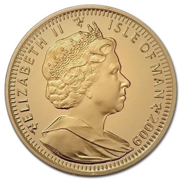 Isle of Man 1 Crown - Elizabeth II Henry VIII; Gold & Platinum obverse