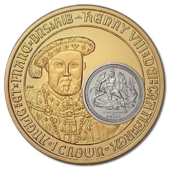 Isle of Man 1 Crown - Elizabeth II Henry VIII; Gold & Platinum reverse