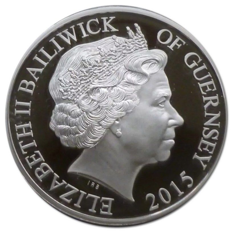 Guernsey 5 Pounds - Elizabeth II Reflections of a Reign; Silver Proof obverse