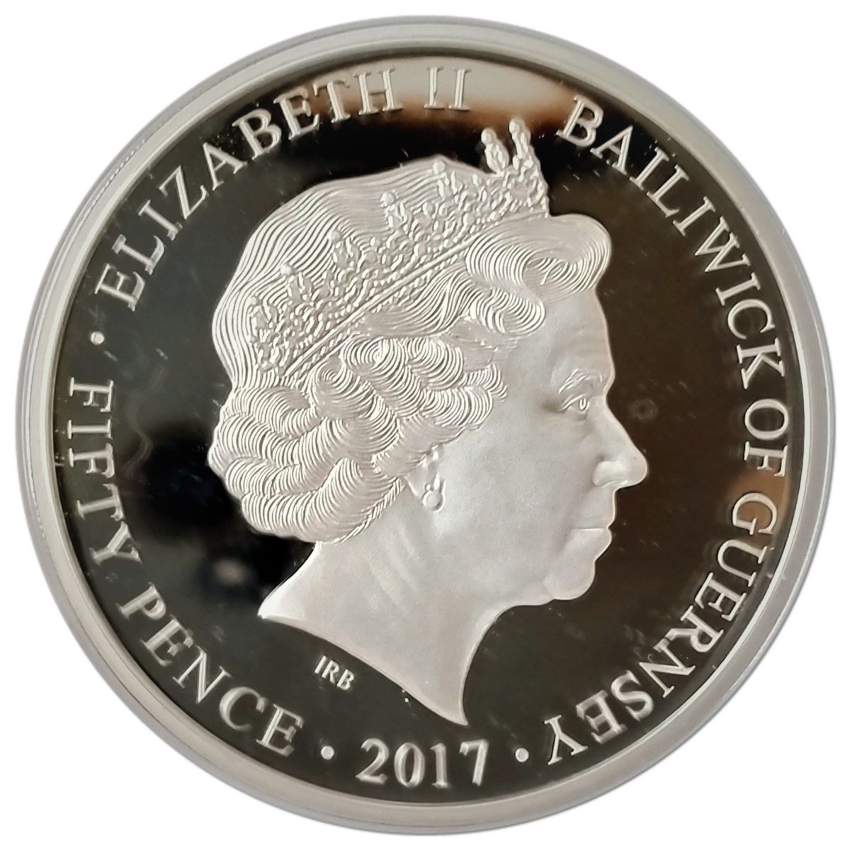Guernsey 50 Pence - Elizabeth II Battle of Britain Memorial Flight - Hurricane obverse