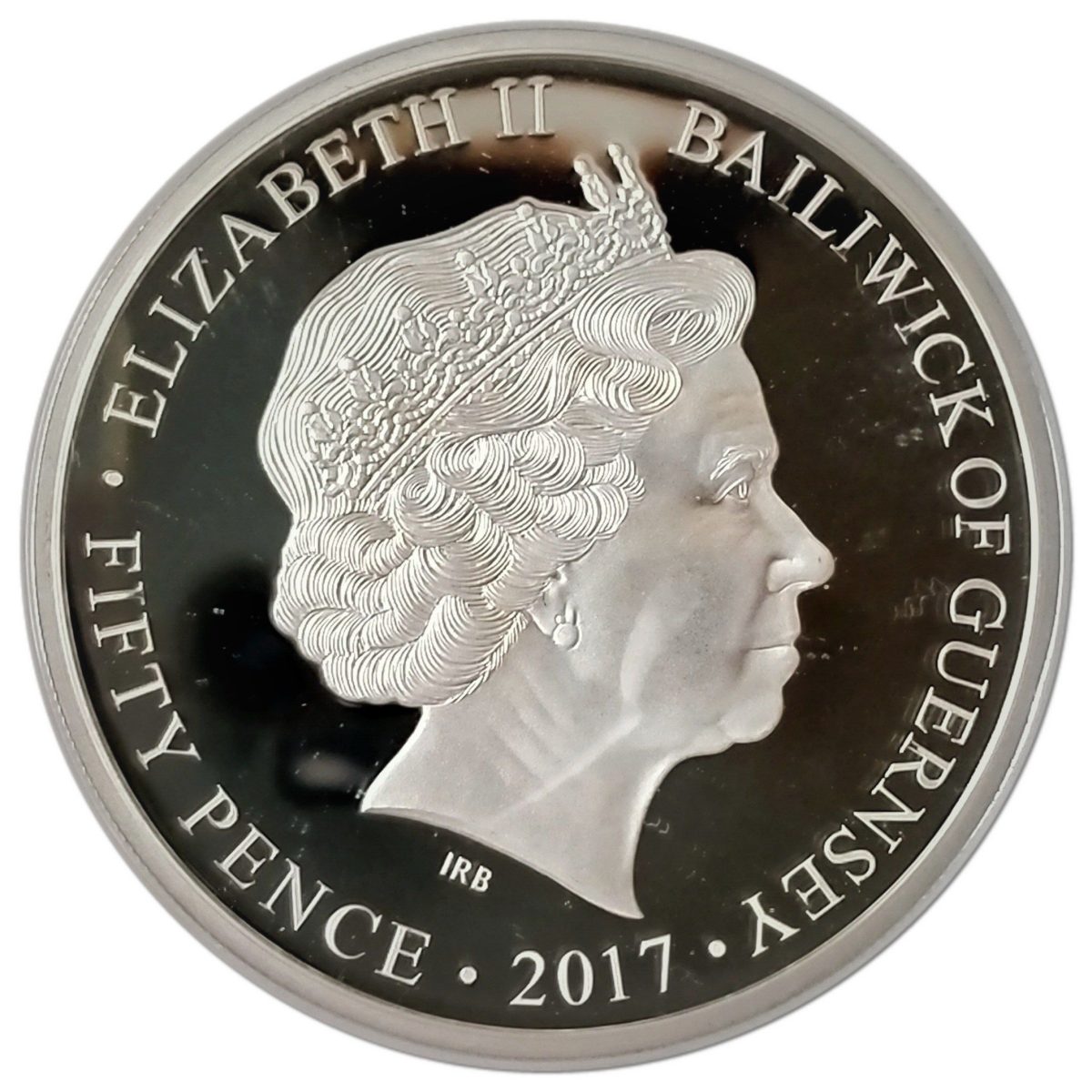 Guernsey 50 Pence - Elizabeth II Battle of Britain Memorial Flight - C-47 Dakota obverse