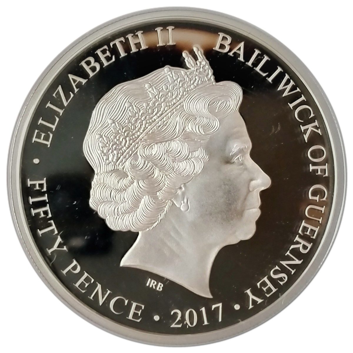 Guernsey 50 Pence - Elizabeth II Battle of Britain Memorial Flight - Chipmunk obverse