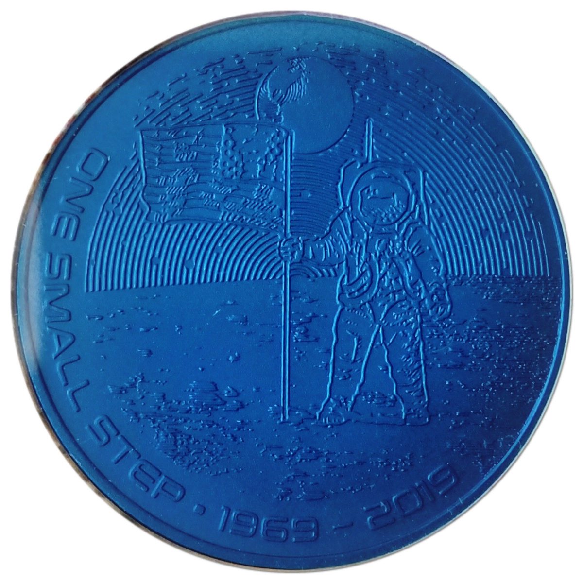 Guernsey 50 Pence - Elizabeth II Moonlanding; Blue Titanium reverse