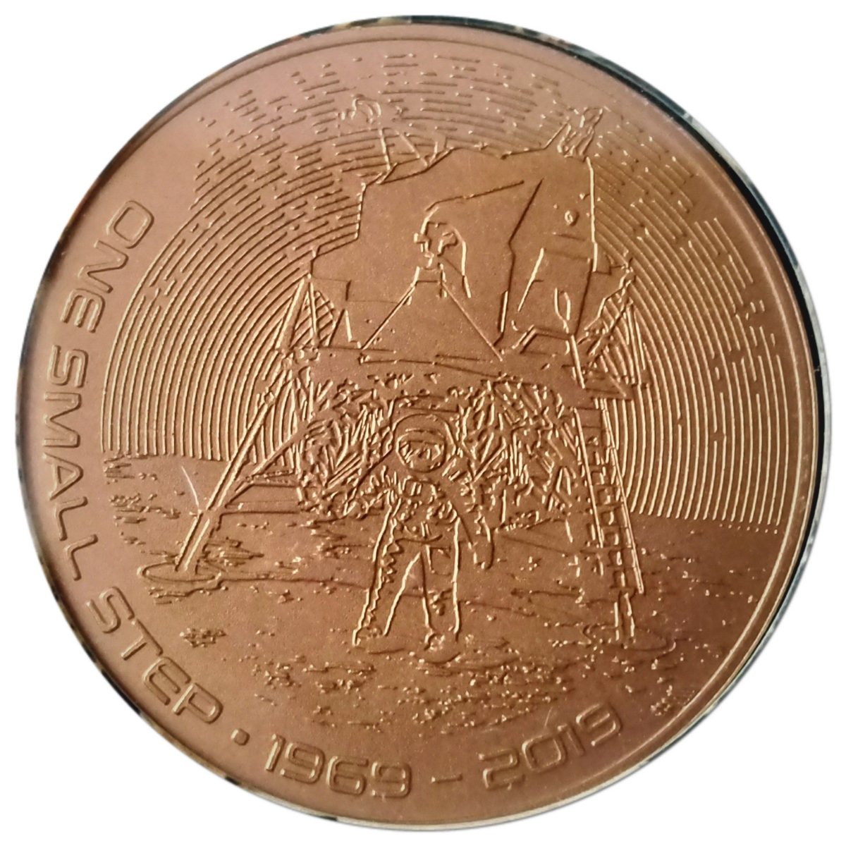 Guernsey 50 Pence - Elizabeth II Moonlanding; Orange Titanium reverse