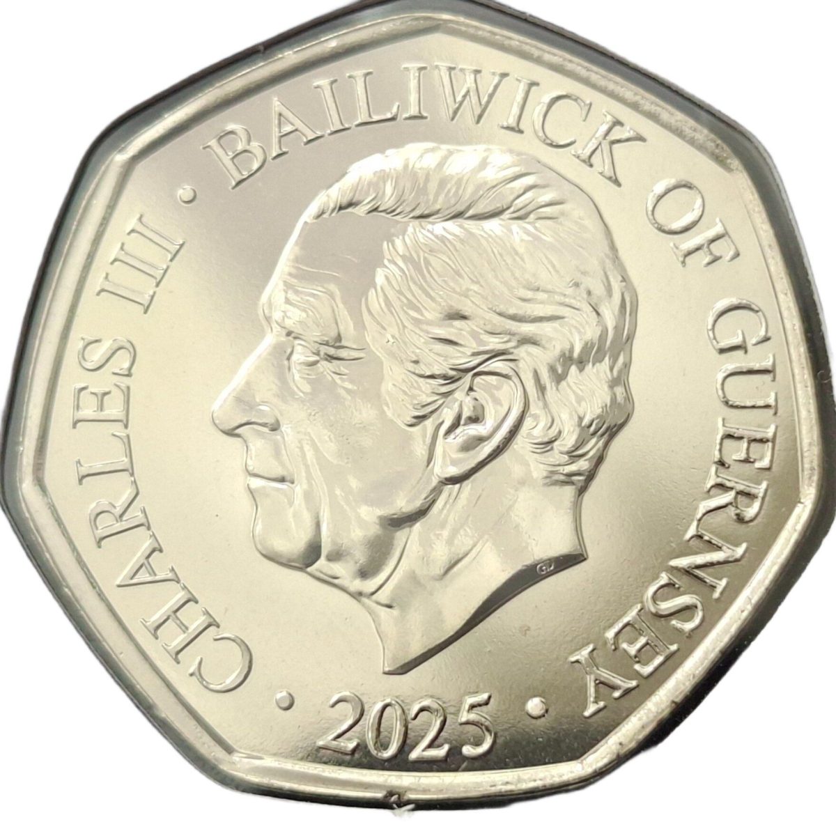 Guernsey 50 Pence - Charles III Titanic - The Collision obverse