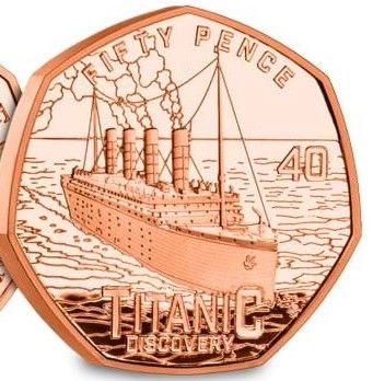 Guernsey 50 Pence - Charles III Titanic - The Journey; Gold Proof reverse