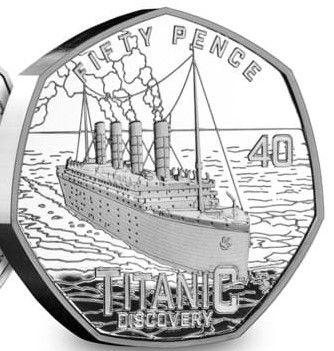 Guernsey 50 Pence - Charles III Titanic - The Journey; Silver 5oz. reverse