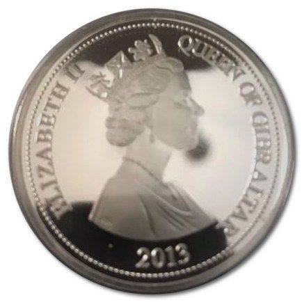 Gibraltar 10 Crowns - Elizabeth II Treaty of Utrecht; Silver Proof obverse