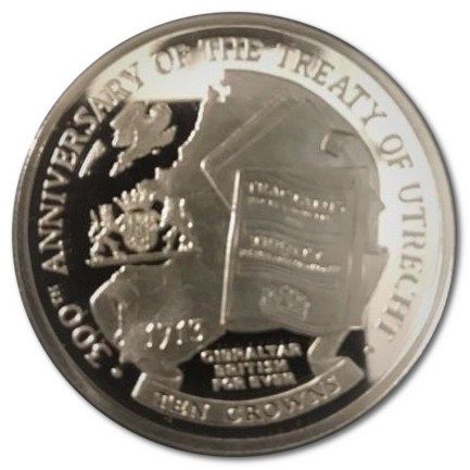 Gibraltar 10 Crowns - Elizabeth II Treaty of Utrecht; Silver Proof