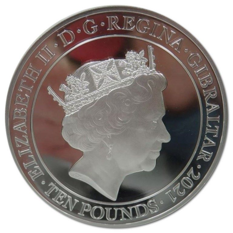 Gibraltar 10 Pounds - Elizabeth II Remembrance 2021 obverse