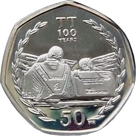 Isle of Man 50 Pence - Elizabeth II Tourist Trophy Races; Silver Proof