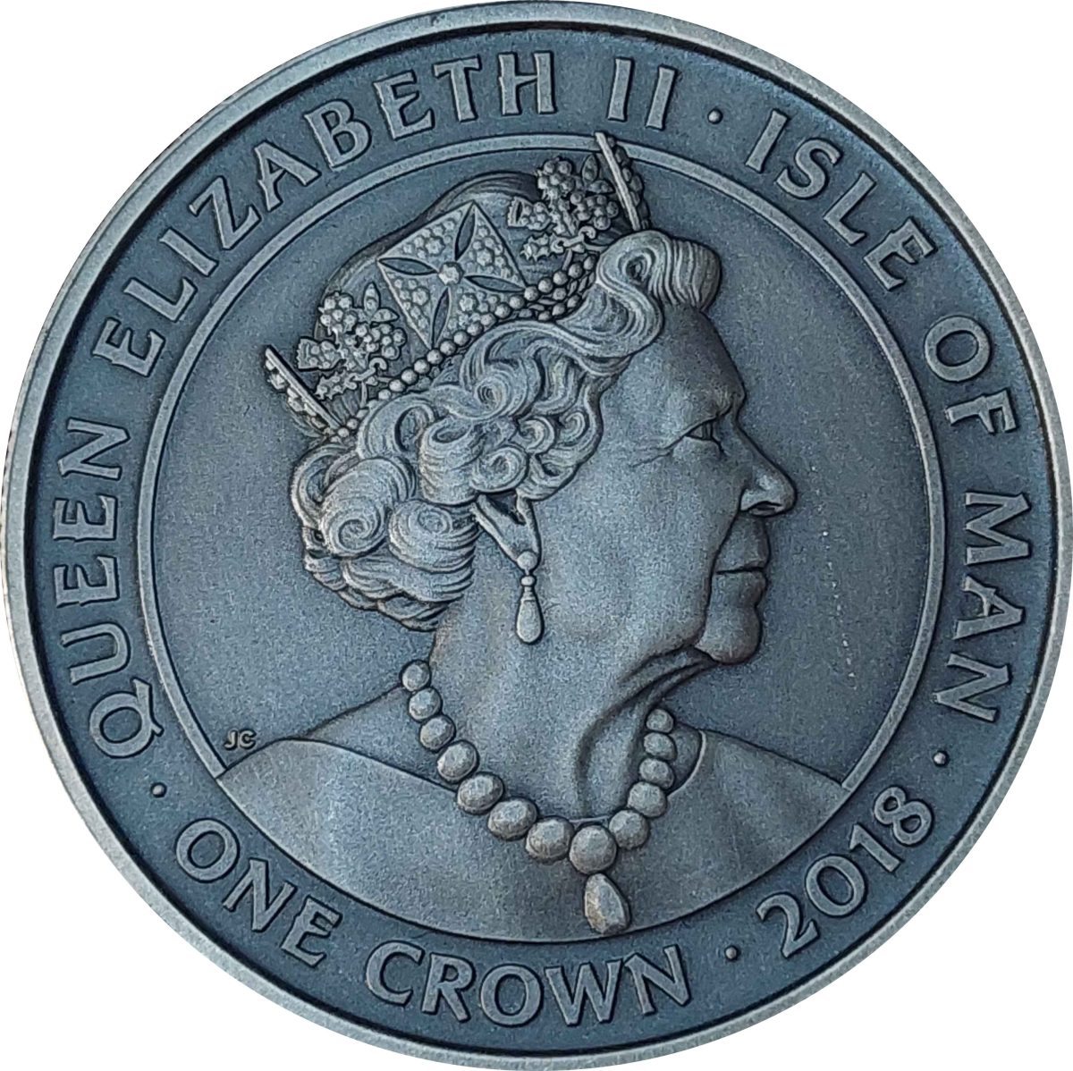 Isle of Man 1 Crown - Elizabeth II Odin obverse