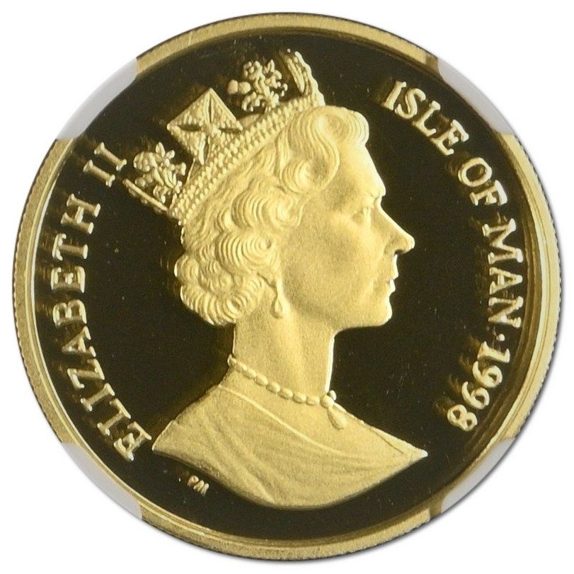 Isle of Man ⅕ Crown - Elizabeth II Egyptian Mau obverse