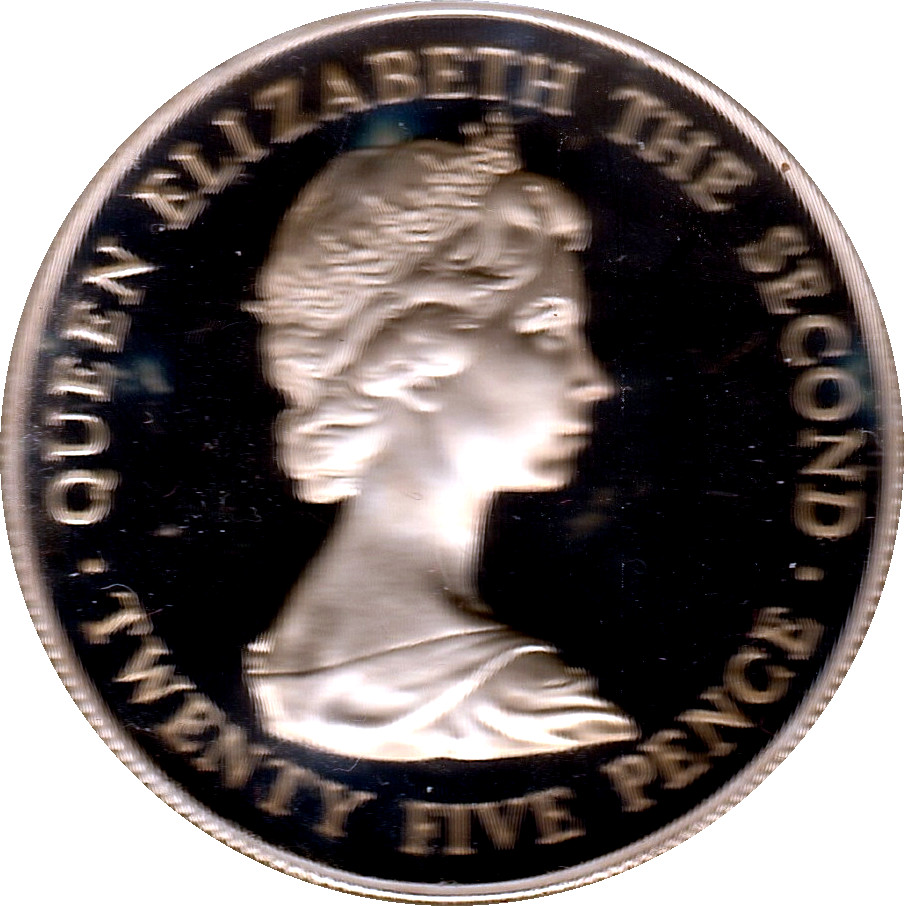 Guernsey 25 Pence - Elizabeth II Royal Visit; Silver Proof obverse