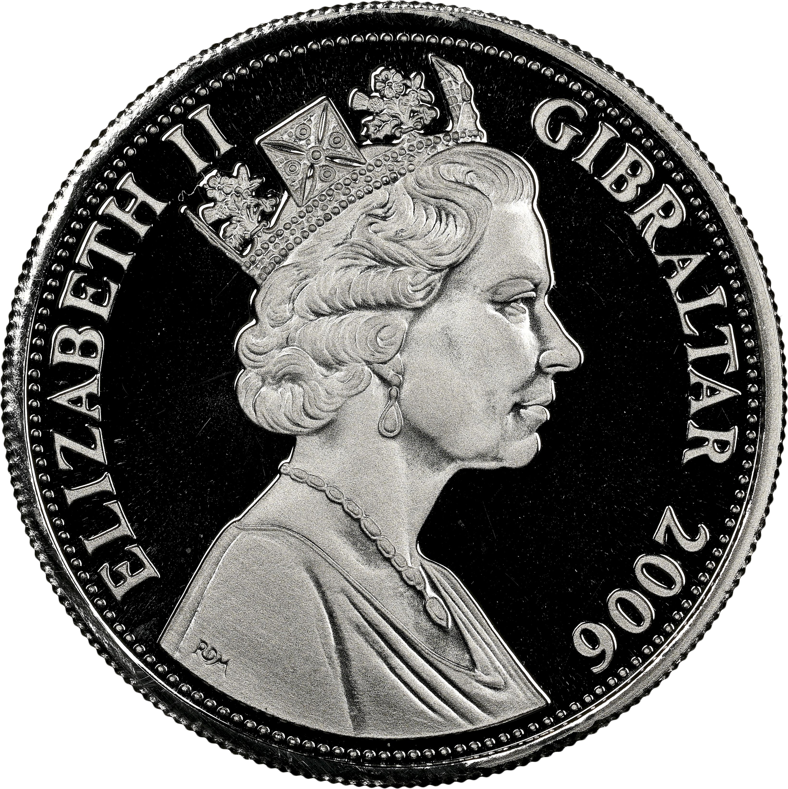 Gibraltar 5 Pounds - Elizabeth II 80 Glorious Years - Elizabeth as Child; Platinum obverse