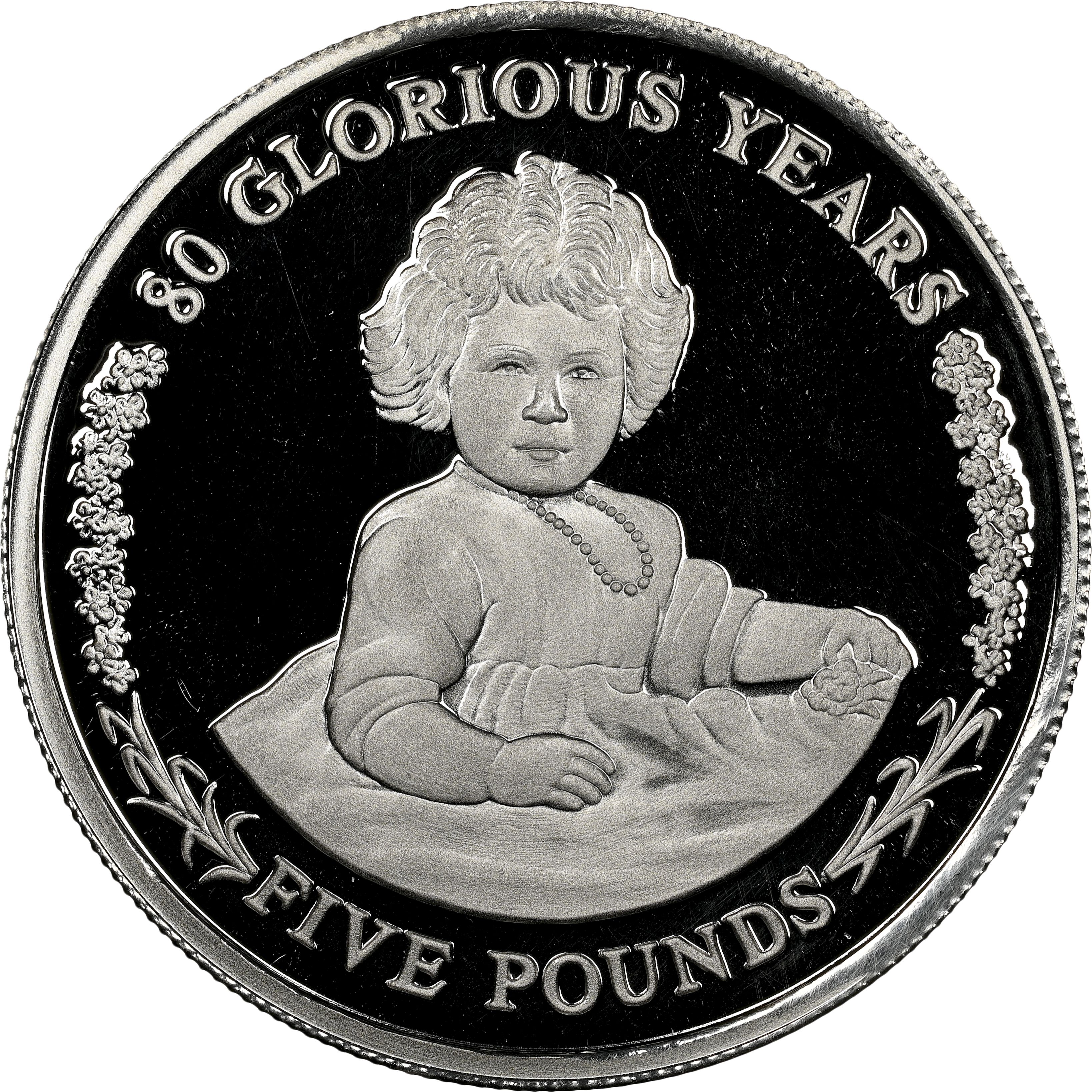 Gibraltar 5 Pounds - Elizabeth II 80 Glorious Years - Elizabeth as Child; Platinum