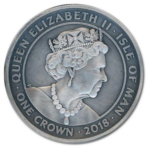 Isle of Man 1 Crown - Elizabeth II Haakon the Good obverse