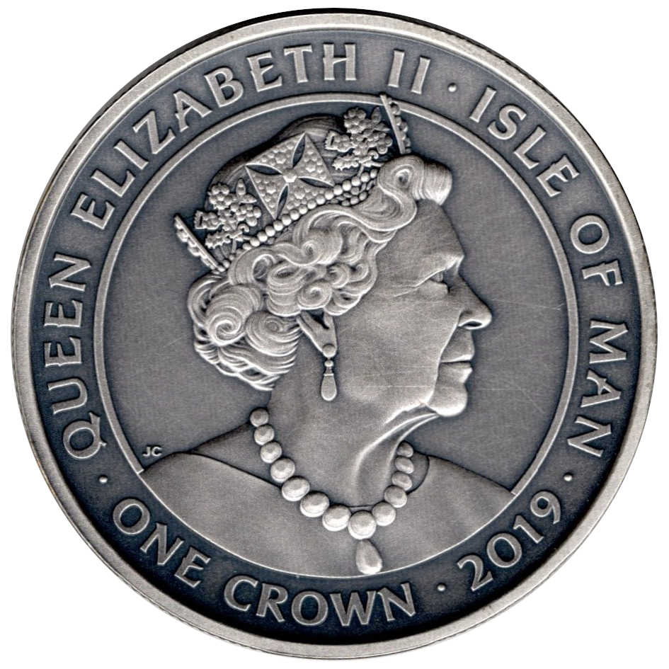 Isle of Man 1 Crown - Elizabeth II Loki obverse