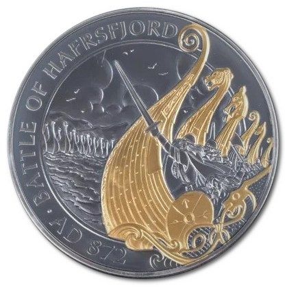 Isle of Man 10 Crowns - Elizabeth II Battle of Hafrsfjord reverse