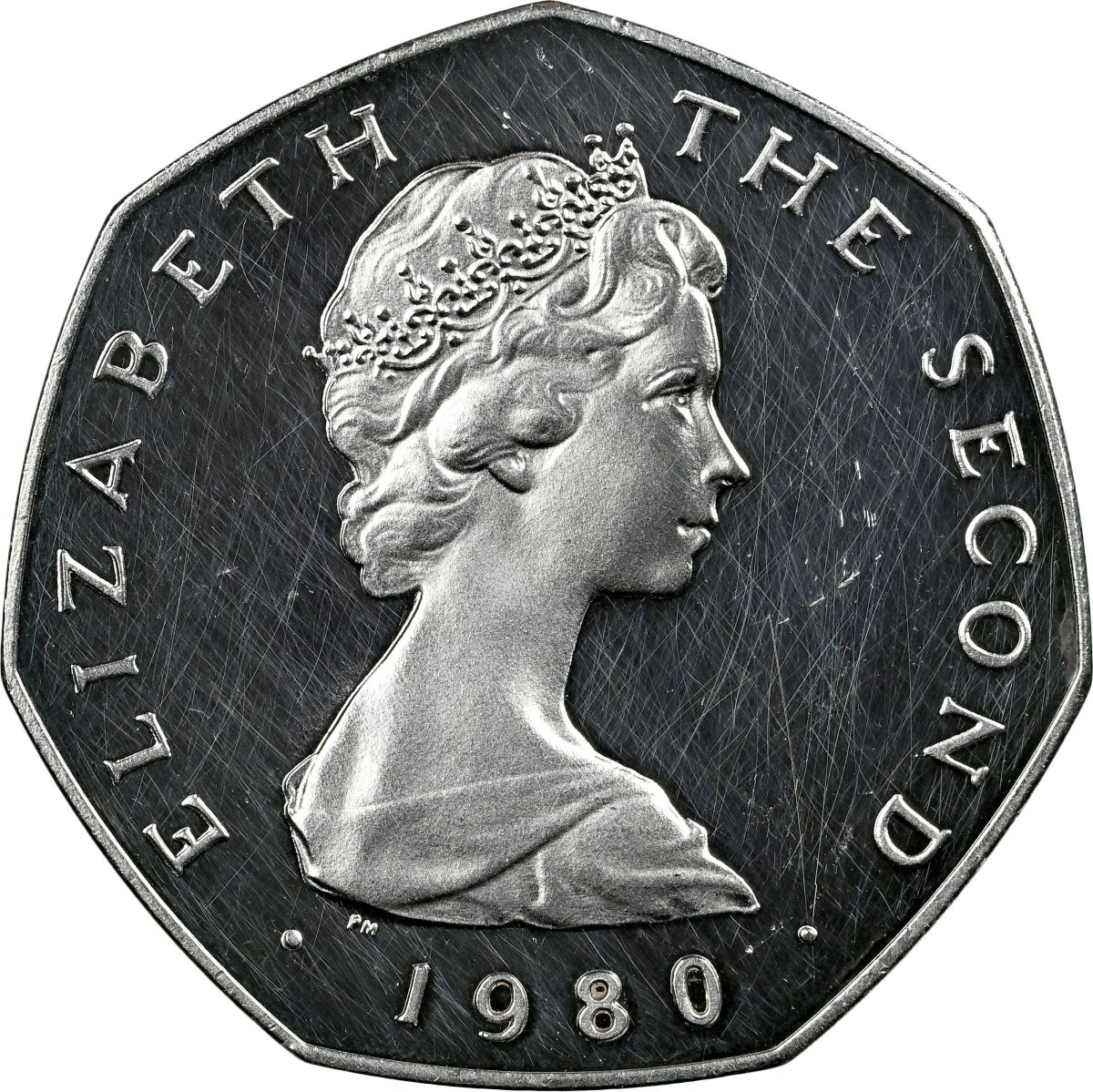 Isle of Man 50 Pence - Elizabeth II Viking Longship; Silver "Mule" obverse