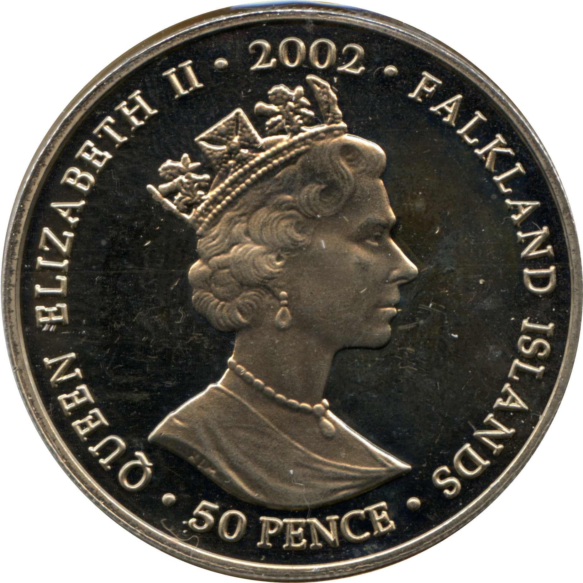 Falkland Islands 50 Pence - Elizabeth II Coronation; colored obverse