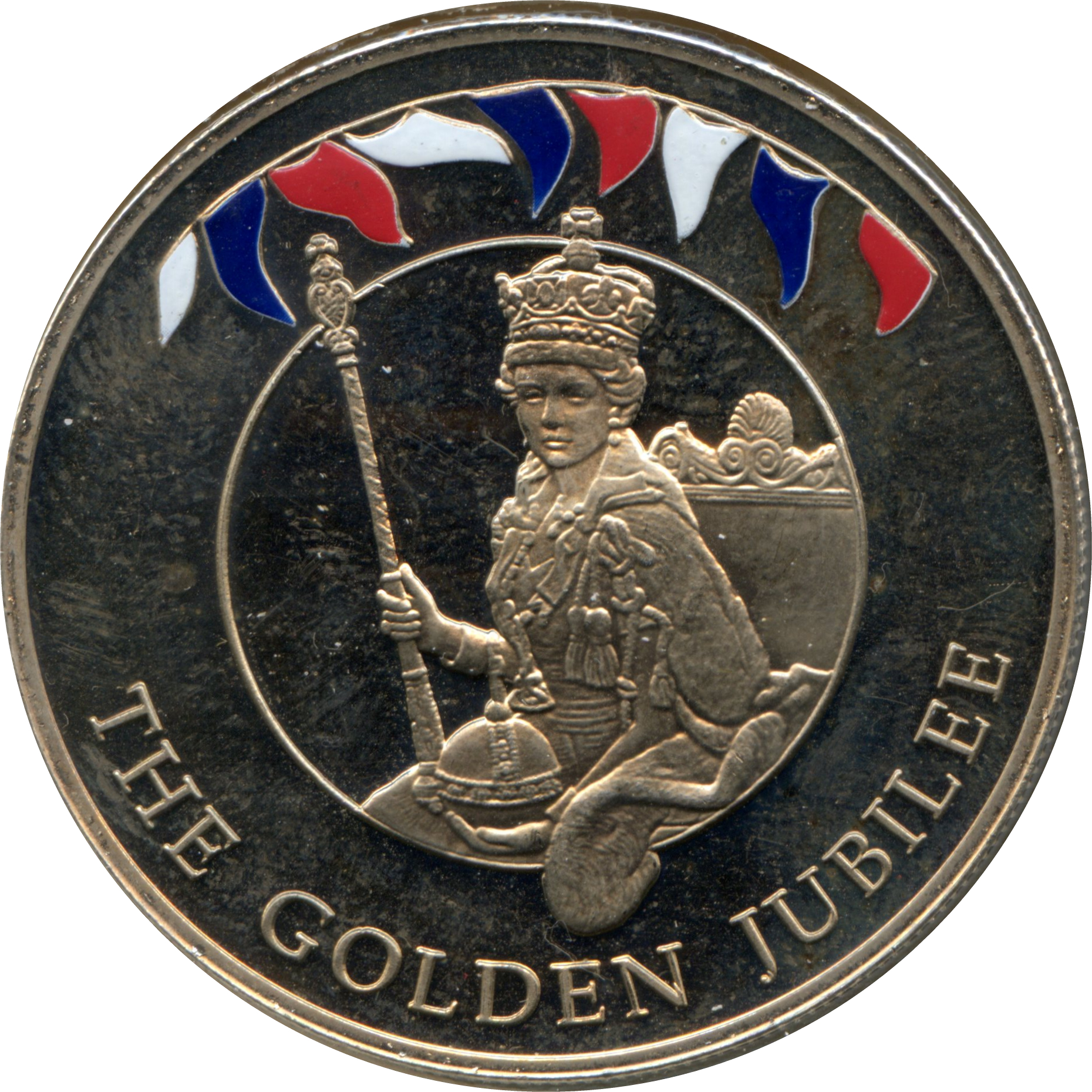 Falkland Islands 50 Pence - Elizabeth II Coronation; colored