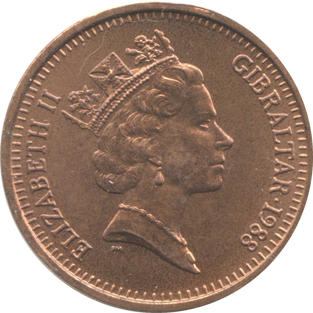 Gibraltar 2 Pence - Elizabeth II Europa Point Lighthouse; non-magnetic obverse