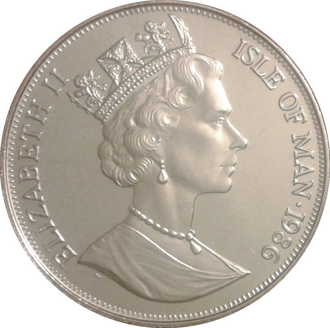 Isle of Man 1 Crown - Elizabeth II World Cup Mexico - Scoring from Close Range obverse