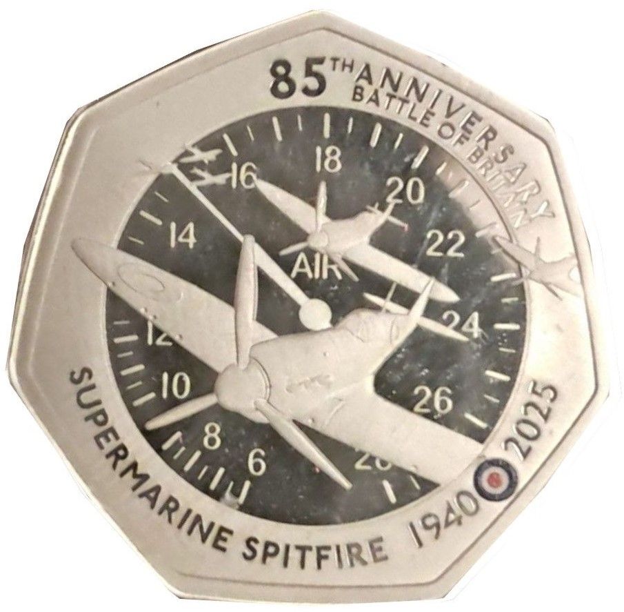 Alderney 50 Pence - Charles III Supermarine Spitfire