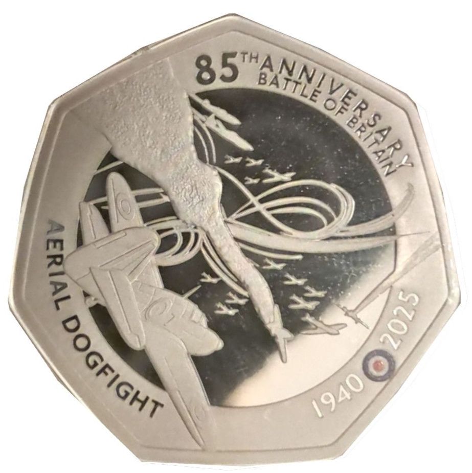 Alderney 50 pence - Charles III Aerial Dogfight
