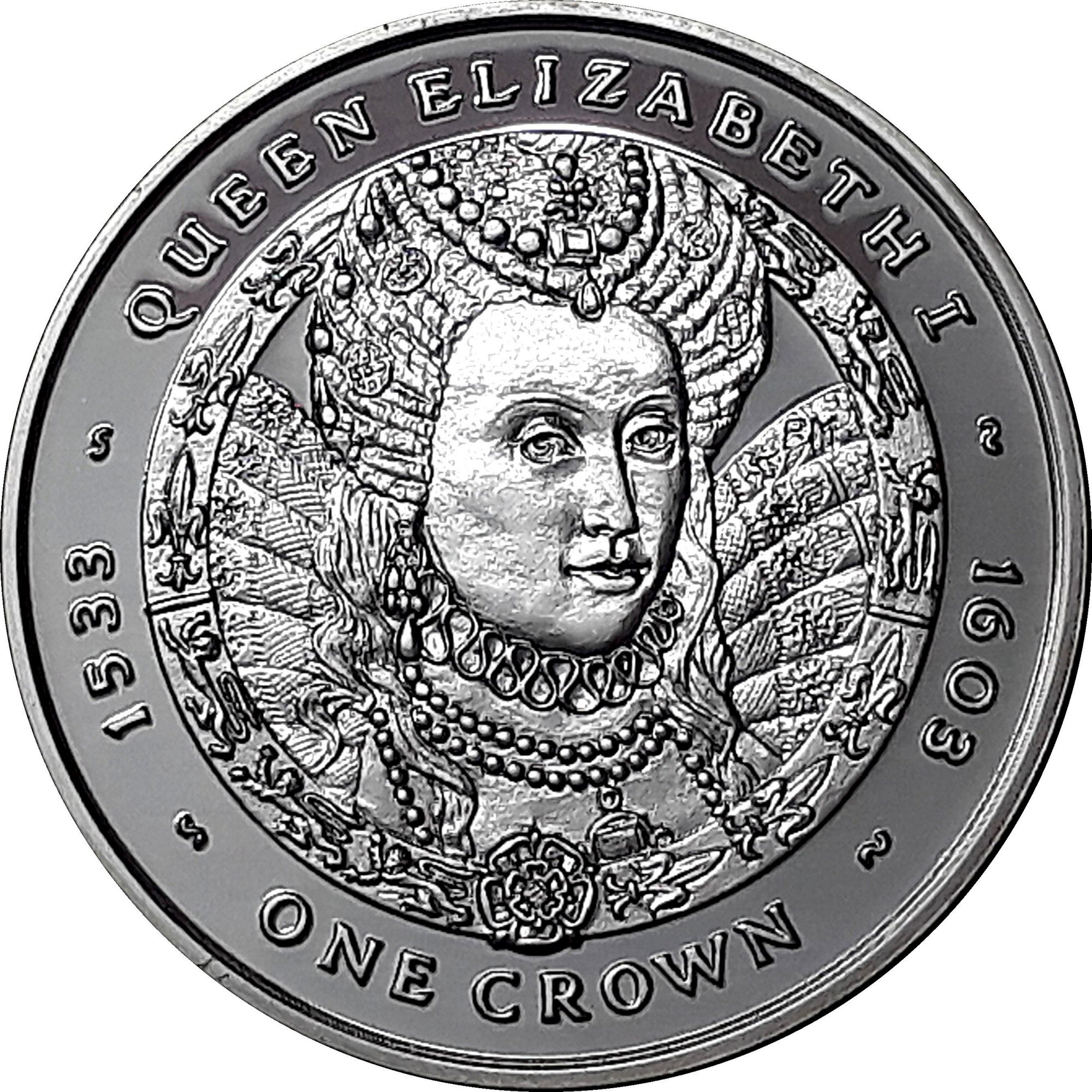 Falkland Islands 1 Crown - Elizabeth II Queen Elizabeth I; Silver Proof Issue reverse