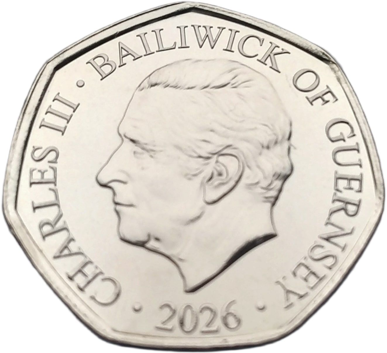 Guernsey 50 Pence - Charles III Queen Titles - Queen Elizabeth The Second; with partial plating obverse