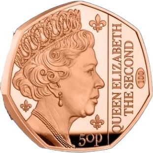 Guernsey 50 Pence - Charles III Queen Titles - Queen Elizabeth The Second; Gold Proof reverse