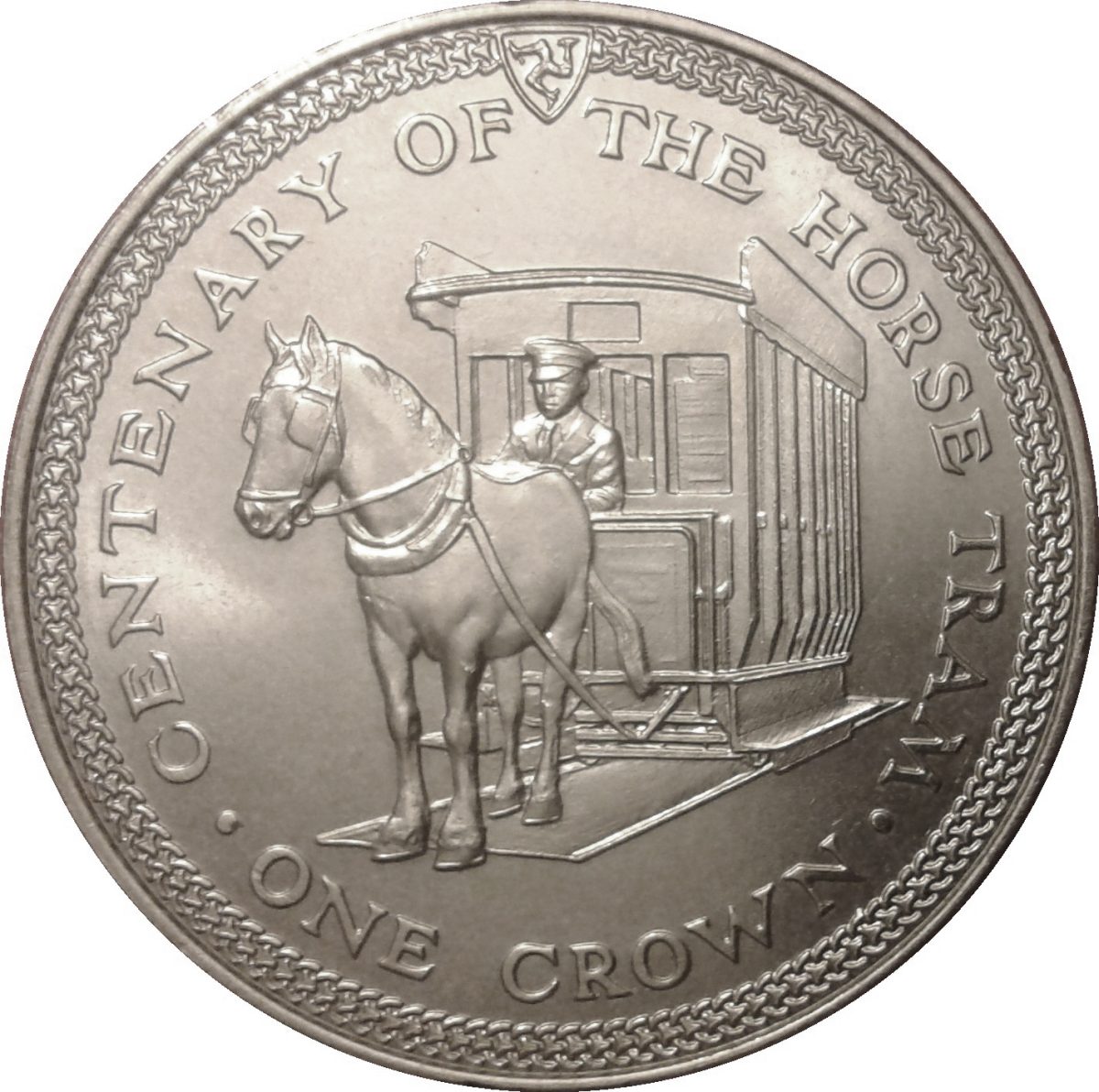 Isle of Man 1 Crown - Elizabeth II Horse Tram reverse