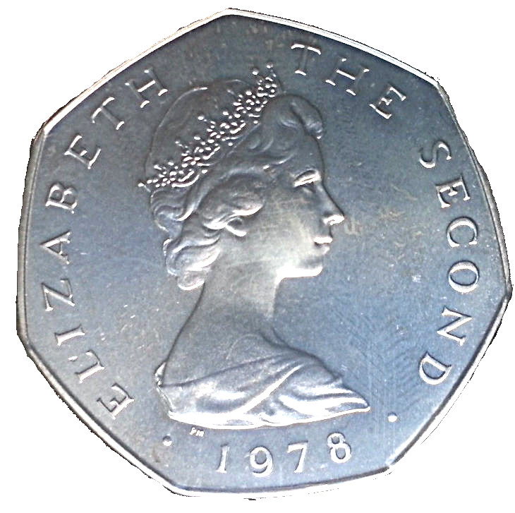 Isle of Man 50 Pence - Elizabeth II Viking longship on map; Silver obverse