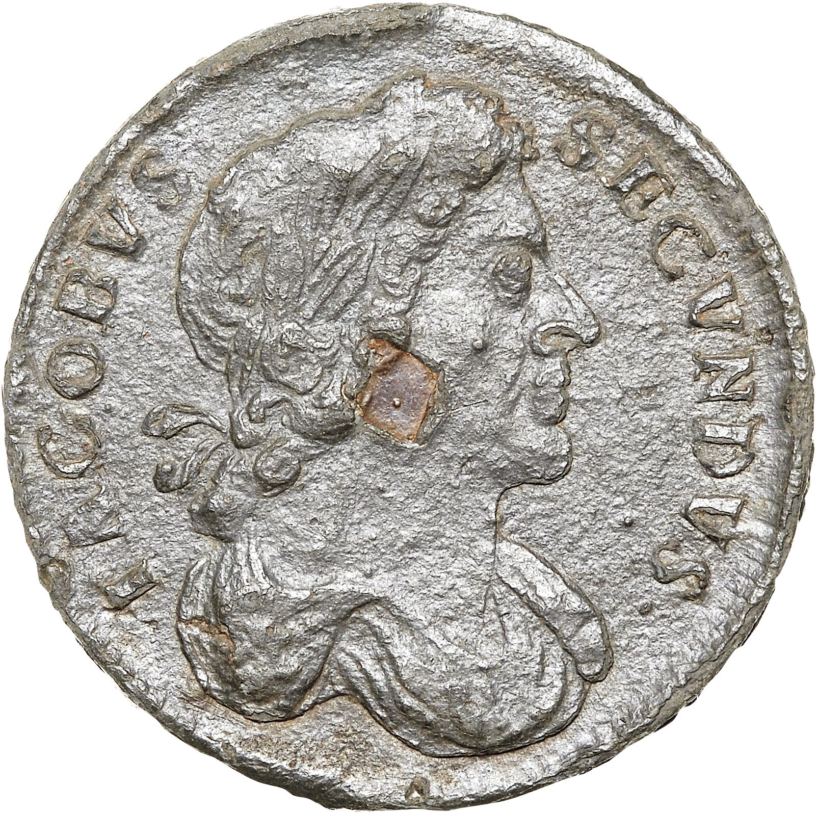 ½ Penny - James II obverse