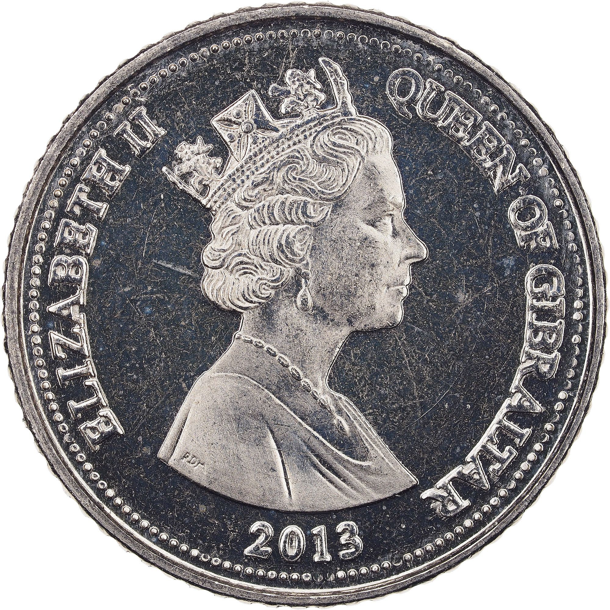 Gibraltar 5 Pence - Elizabeth II Barbary Macaque; smaller bust obverse