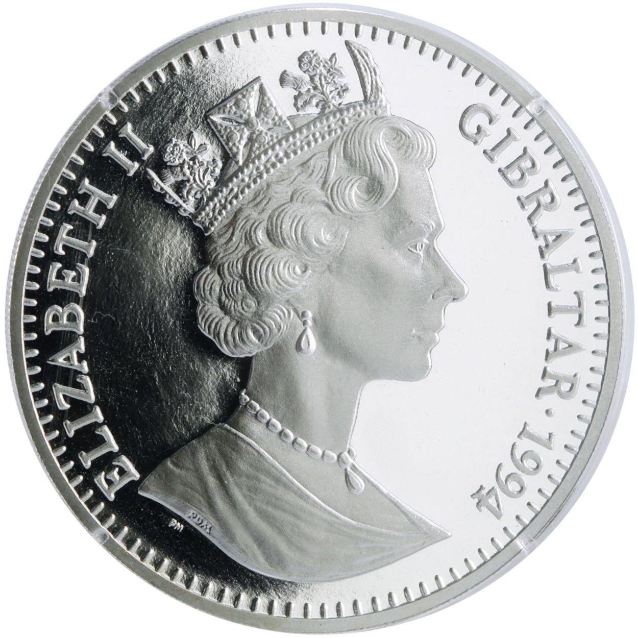 Gibraltar 1 Royal - Elizabeth II Pekingese Dog; Silver Proof obverse