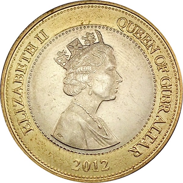 Gibraltar 2 Pounds - Elizabeth II Trafalgar; modified legend obverse