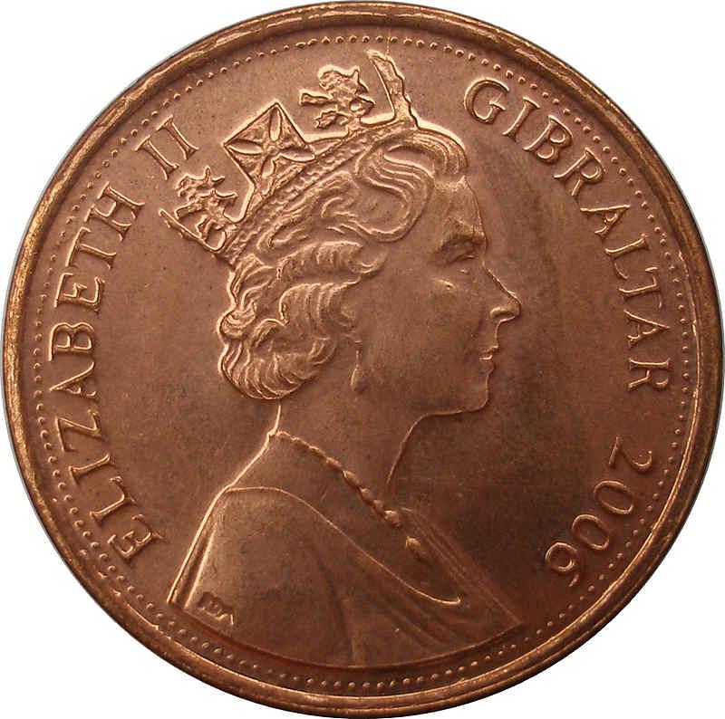 Gibraltar 1 Penny - Elizabeth II Mace of the House of Assembly obverse