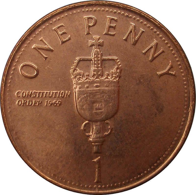 Gibraltar 1 Penny - Elizabeth II Mace of the House of Assembly