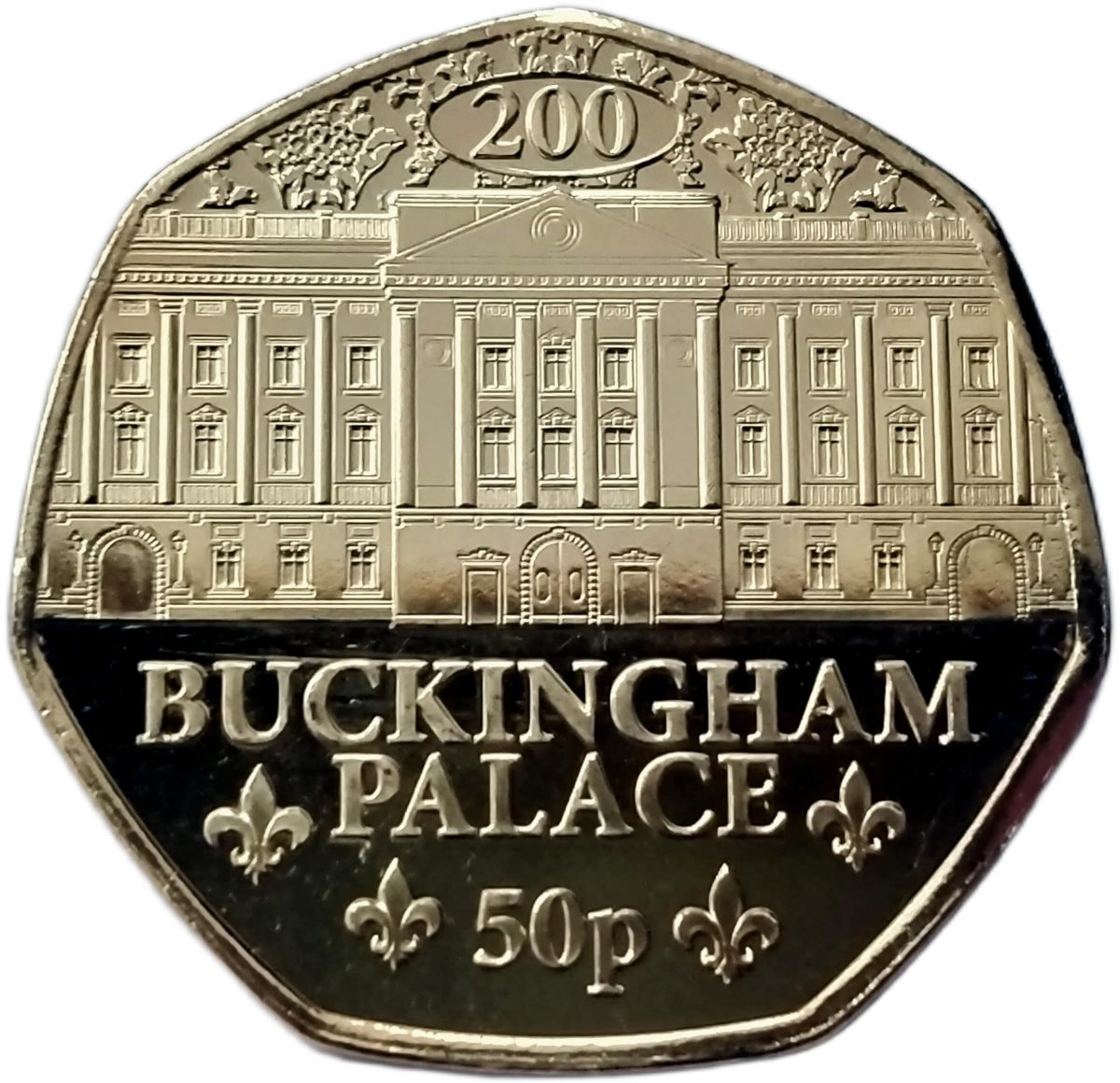 Jersey 50 Pence - Charles III Buckingham Palace; Gold plated reverse