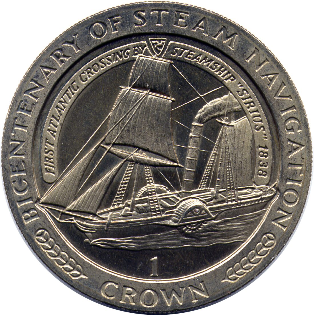 Isle of Man 1 Crown - Elizabeth II Sirius reverse
