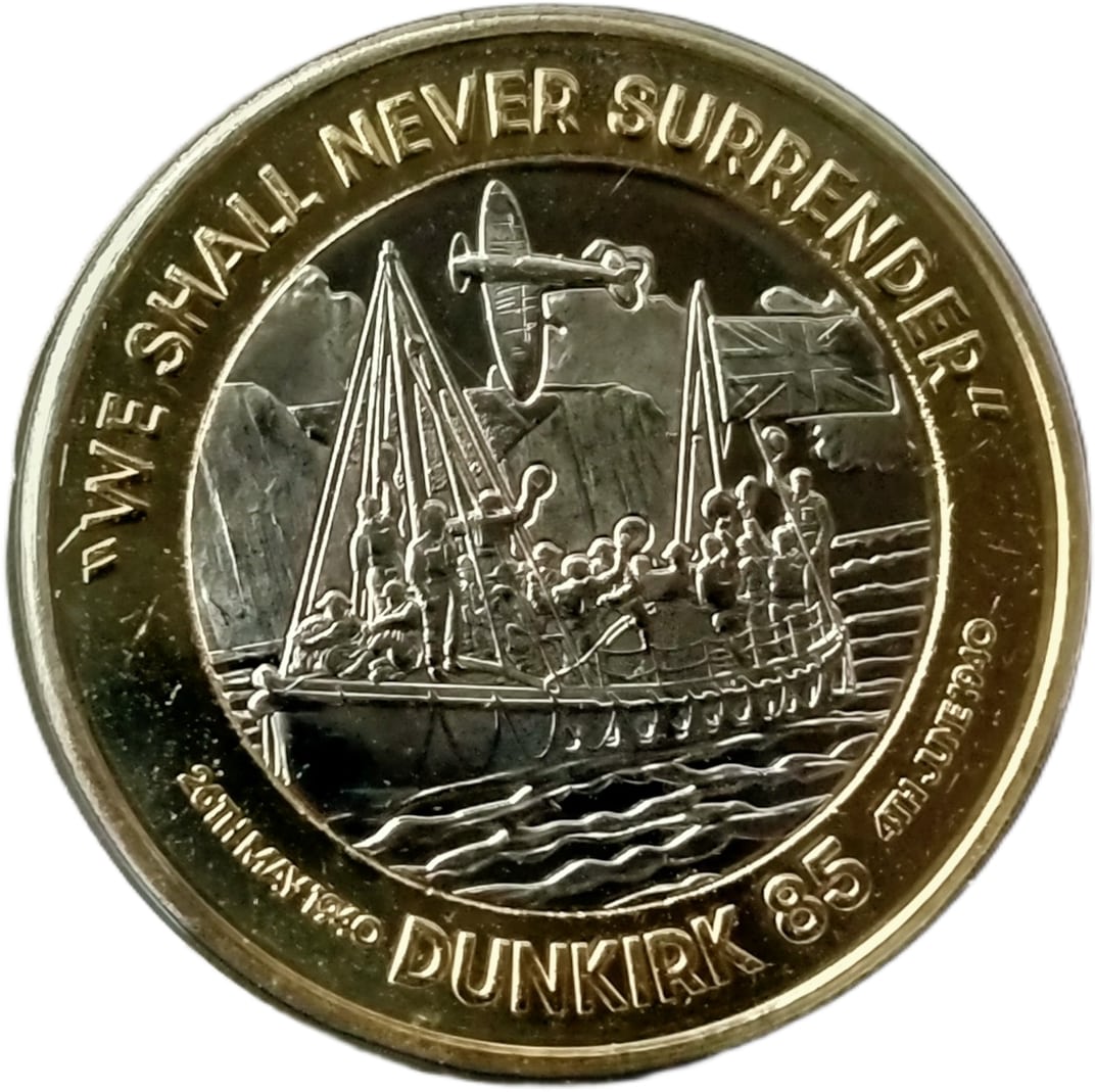 Jersey 2 Pounds - Charles III Dunkirk - Never Surrender reverse