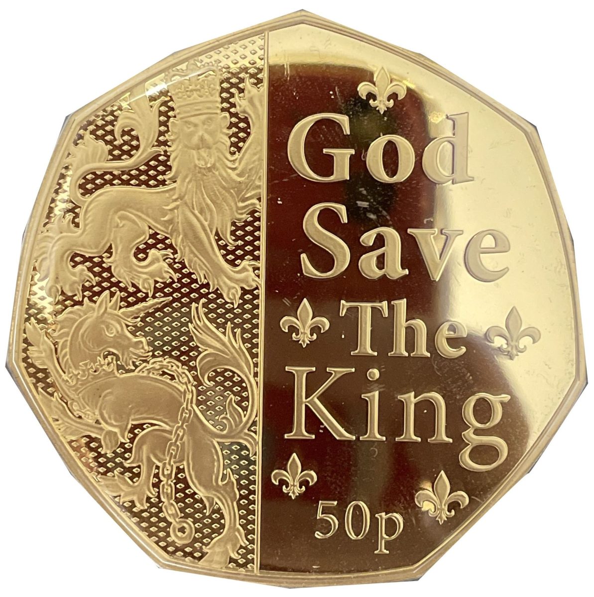 Isle of Man 50 Pence - Charles III Anthem - God Save the King; Gold Proof 1oz.